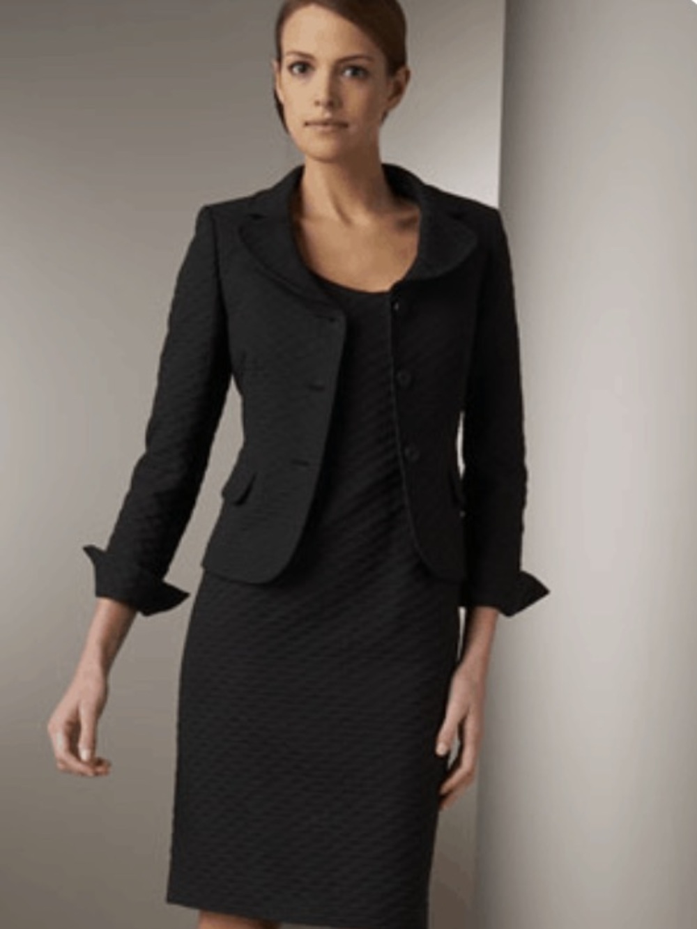 Albert Nipon Black Textured Tailored Blazer and shift dress